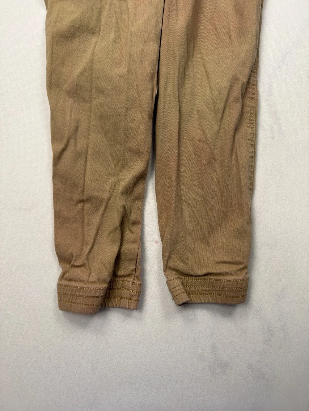Plugg Tan Casual Cargo Pants Drawstring Waist Elastic Cuffs - Boys M